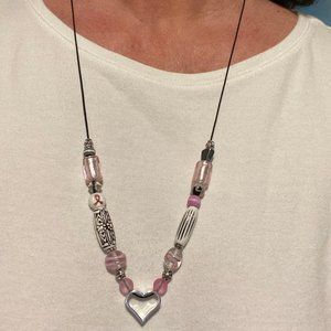 Pink and White Breast Cancer Awareness/Survivor Necklace